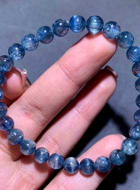 天然冰透草莓蓝晶石单圈手链水晶