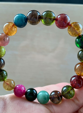 天然老矿碧玺手串饰品数量男女生