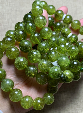 天然大颗粒沙佛莱绿石榴石手链女