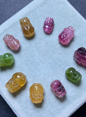 天然老矿彩虹糖果碧玺貔貅配饰女