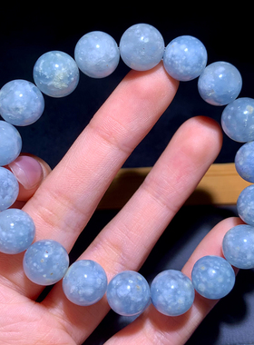 天然蓝兔毛团团单圈水晶手串发晶