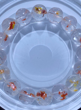 天然锦鲤胶花单圈手链原色红