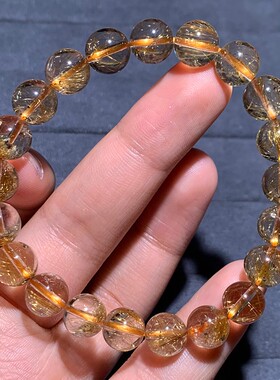 天然透体顺发金发晶巴西手串送女