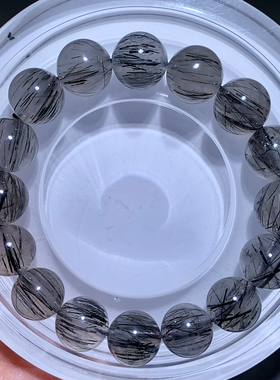 天然顺发黑发晶巴西手串浓密透体