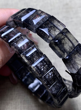 天然巴西顺发浓密透体黑发晶手排