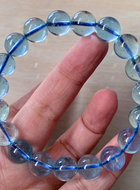 天然小颗粒冰透海蓝宝手链饰品女