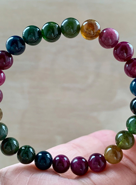 天然老矿碧玺单圈手链糖果色碧玺