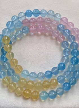 天然摩根石三圈手链冰种送礼物女