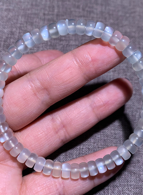 天然白月光石盘珠手链斯里兰卡女