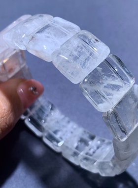 天然冰透白幽灵手排礼物饰品情侣