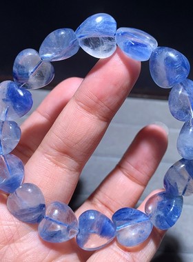 天然石英岩玉共生玉化蓝晶石爱心