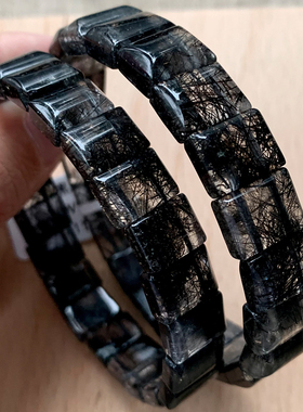 天然透体巴西黑发晶手排送礼男女