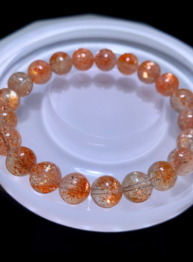 天然白水体小颗粒金太阳石手链女