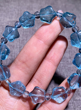 天然托帕石星星手链水晶尼泊尔蓝