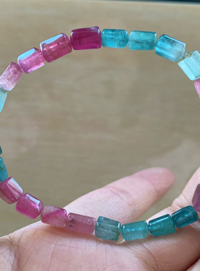 天然巴西老矿碧玺随形手链饰品女