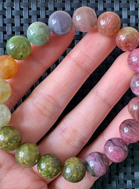 天然巴西老矿碧玺手链饰品礼物女