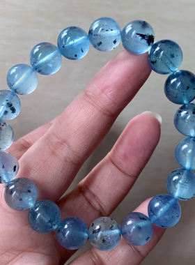 天然云母海蓝宝冰透手链饰品礼物