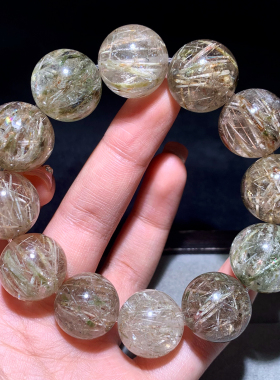 天然冰透顺发雪霜发晶手链饰品女