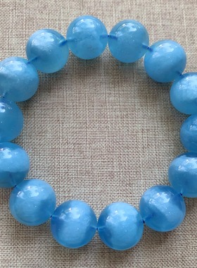 天然蓝天白云海蓝宝单圈手链水晶