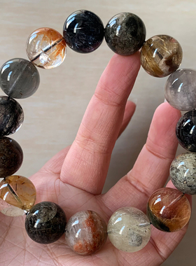 天然幽灵发晶手链饰品女