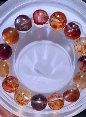 天然巴西红胶花手链饰品水晶男女