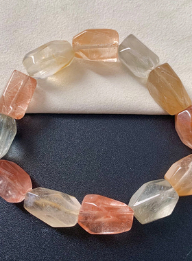 天然冰透彩兔毛随形手链礼物情侣