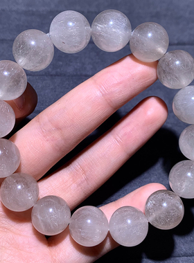 天然透体灰白兔毛单圈手链拉顺发