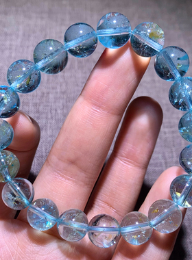 天然冰透托帕石单圈手链碎冰水晶