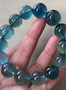 天然冰透海蓝宝手链单圈湛蓝色女