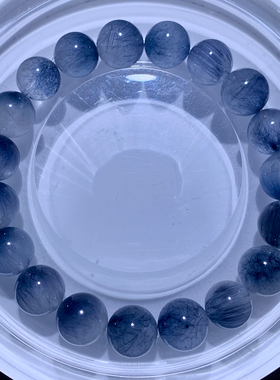 天然冰透蓝钢针兔毛单圈手链水晶