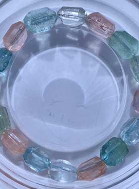 天然冰透摩根石随形单圈手链水晶