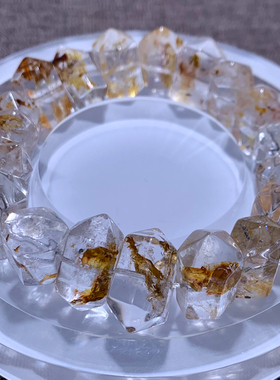 天然冰透胶花闪灵双尖单圈饰品女