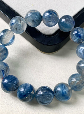 天然冰透石英质玉共生蓝晶石手链