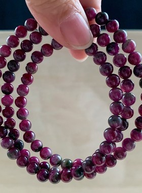 天然老矿西瓜碧玺手链饰品女多圈