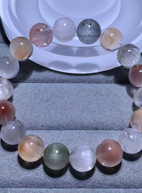 天然顺发彩兔毛单圈水晶手链饰品