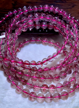 天然金草莓晶超七三圈手链礼物女