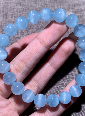 天然猫眼海蓝宝单圈手链饰品礼物