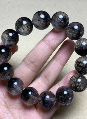 天然顺发巴西黑发晶水晶单圈手链