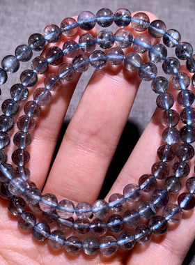 天然云母星光海蓝宝三圈手链饰品