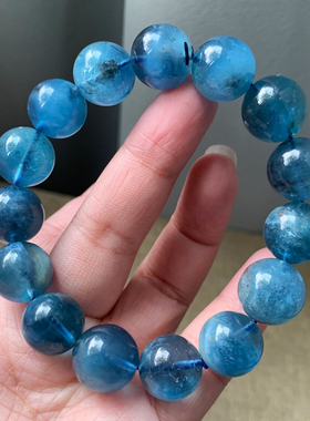 天然巴西糯体海蓝宝手链饰品男女