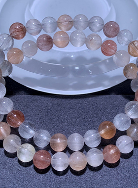 天然拉丝彩兔毛水晶单圈手链饰品