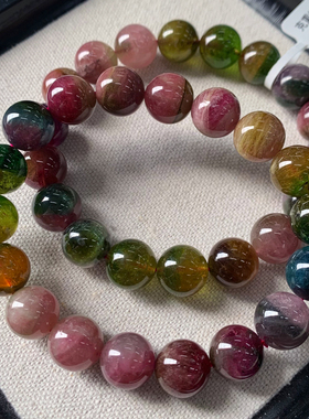 天然老矿西瓜碧玺手串饰品情侣款