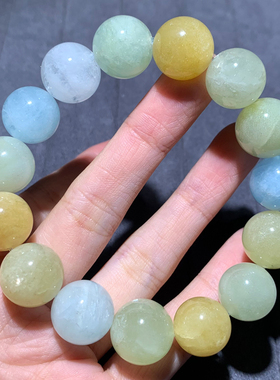 天然绿柱石手链海蓝宝水晶饰品女