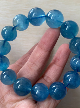 巴西天然星光魔鬼蓝海蓝宝手链女