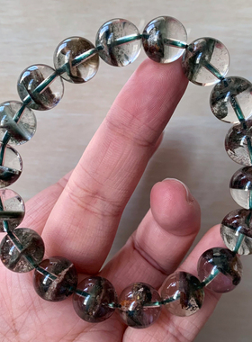 天然绿幽灵单圈手串满天星半盆女