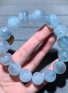 天然星光海蓝宝手链单圈云母片女