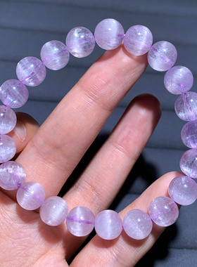 天然老矿拉丝猫眼紫锂辉手链饰品