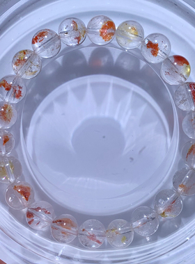 天然原色冰透锦鲤胶花手链红幽灵