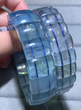 天然润蓝色海蓝宝手排饰品绿柱石