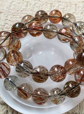 天然顺发冰透黑金超手链饰品男女